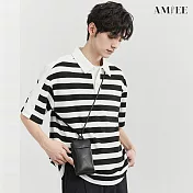 【AMIEE】拼接撞色設計感短袖POLO衫(男裝/2色/M-2XL/KDTY-A83) L 黑色