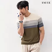 【AMIEE】漸層質感型男時尚短袖針織衫(男裝/2色/M-3XL/KDTY-G31) M 綠色