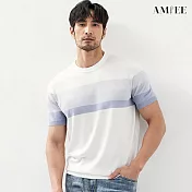 【AMIEE】漸層質感型男時尚短袖針織衫(男裝/2色/M-3XL/KDTY-G31) L 白色