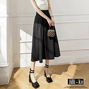 【Jilli~ko】法式復古半鬆緊中長款西裝長裙 M-L J10869 L 黑色