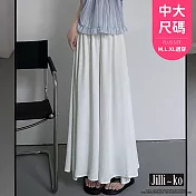 【Jilli~ko】薄款冰絲百褶高腰垂墜感闊腿裙褲 J10873  FREE 白色