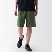 【MUJI 無印良品】男有機棉水洗平織布舒適短褲 XL 卡其綠