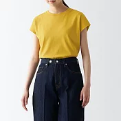 【MUJI 無印良品】女有機棉柔滑法式袖T恤 L 煙燻黃