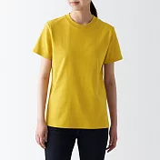 【MUJI 無印良品】女有機棉柔滑圓領短袖T恤 M 煙燻黃
