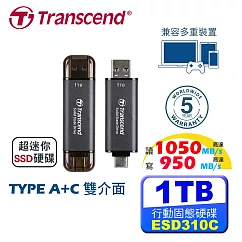 創見 Transcend ESD310 1TB Type A+C 雙接頭 外接式SSD固態硬碟 ESD310C 黑