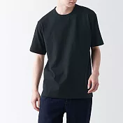 【MUJI 無印良品】男有機棉水洗粗織圓領短袖T恤 XXL 黑色