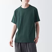 【MUJI 無印良品】男有機棉水洗粗織圓領短袖T恤 M 深綠