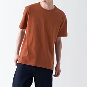 【MUJI 無印良品】男有機棉水洗粗織圓領短袖T恤 XL 磚紅