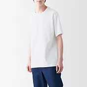 【MUJI 無印良品】男有機棉水洗粗織圓領短袖T恤 XL 白色