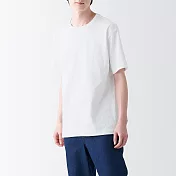 【MUJI 無印良品】男有機棉水洗粗織圓領短袖T恤 XXL 白色