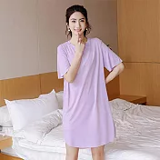 【AnZa】冰絲涼感無痕感寬鬆連身裙(6色)              L 丁香紫