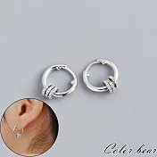 【卡樂熊】s925銀針韓系鋯石圓圈造型耳環/耳扣飾品(兩色)- 銀色