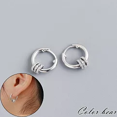 【卡樂熊】s925銀針韓系鋯石圓圈造型耳環/耳扣飾品(兩色)─ 銀色