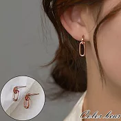 【卡樂熊】s925銀針韓系簡約橢圓鏤空造型耳環飾品(三色)- 玫瑰金