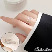 【卡樂熊】韓系簡約雙層可調節造型戒指飾品- 銀色