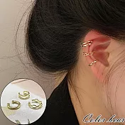 【卡樂熊】韓系簡約百搭三件套造型耳環/耳骨夾飾品(兩色)- 金色