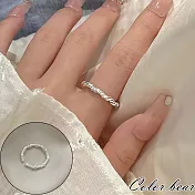【卡樂熊】韓系精緻麻花可調節造型戒指飾品- 銀色