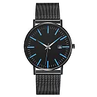 Geneva 日內瓦-賈伯斯創意時標日曆米蘭帶手錶 _黑盤黑帶藍針