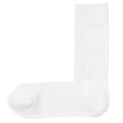【MUJI 無印良品】男棉混不易鬆脫螺紋直角襪25-27cm 白色