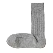 【MUJI 無印良品】男棉混不易鬆脫螺紋直角襪25-27cm 灰色