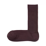 【MUJI 無印良品】男棉混不易鬆脫螺紋直角襪25-27cm 紫紅