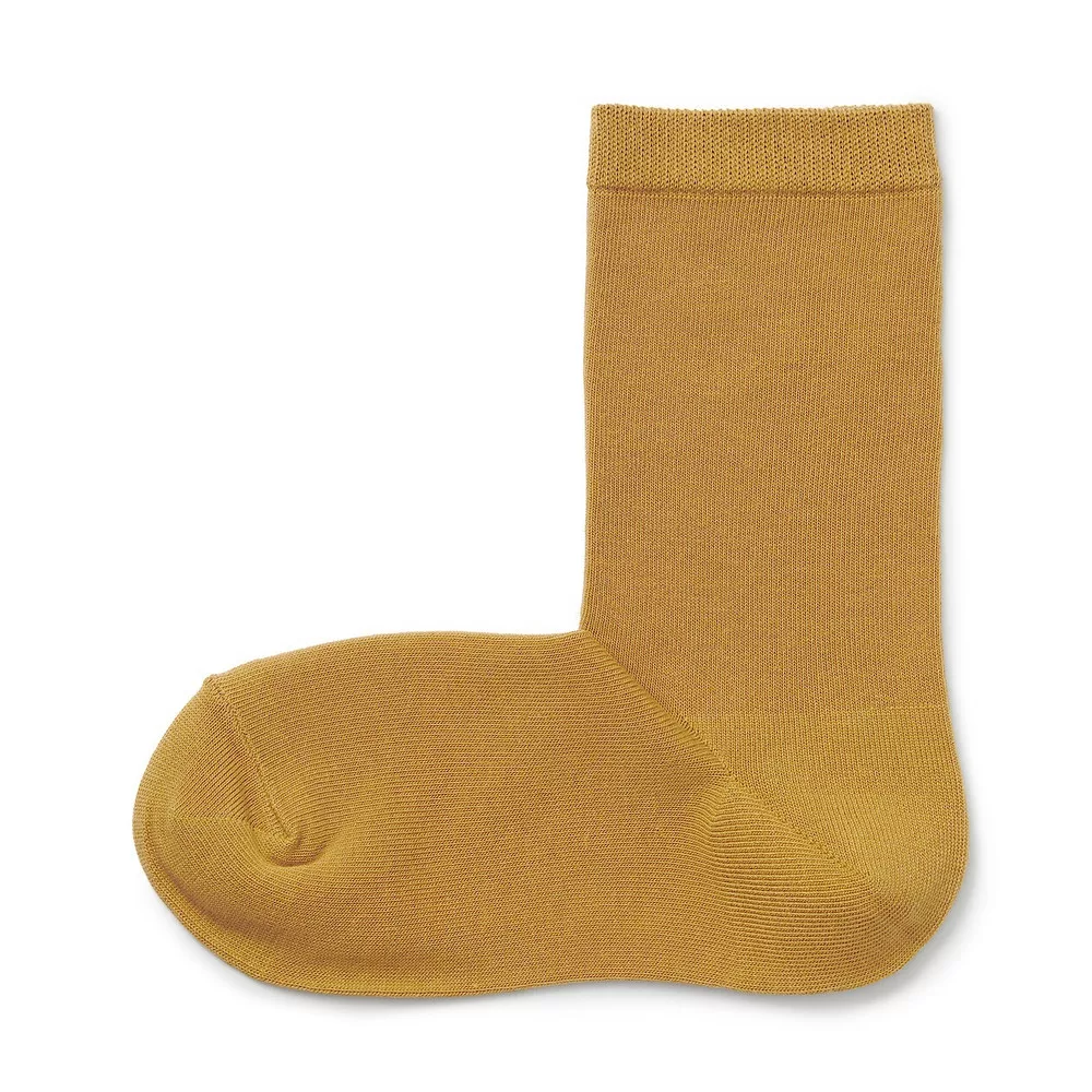 【MUJI 無印良品】女棉混足口柔軟舒適直角襪23-25cm 芥黃