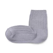 【MUJI 無印良品】女棉混足口柔軟舒適寬螺紋直角短襪23-25cm 紫色