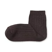 【MUJI 無印良品】女棉混足口柔軟舒適寬螺紋直角短襪23-25cm 棕色