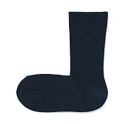 【MUJI 無印良品】女棉混足口柔軟舒適錐形直角襪23-25cm 暗藍