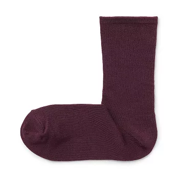 【MUJI 無印良品】女棉混足口柔軟舒適錐形直角襪23-25cm 紫紅