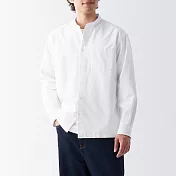 【MUJI 無印良品】男有機棉水洗牛津布立領長袖襯衫 XL 白色