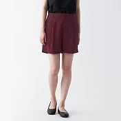 【MUJI 無印良品】女聚酯纖維彈性透氣泡泡紗短褲 M 紫紅