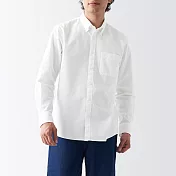 【MUJI 無印良品】男有機棉水洗牛津布扣領長袖襯衫 XXL 白色
