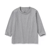 【MUJI 無印良品】幼兒棉混聚酯纖維圓領長袖T恤 90 灰色