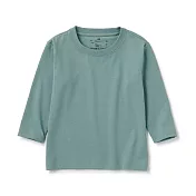 【MUJI 無印良品】幼兒棉混聚酯纖維圓領長袖T恤 90 綠色