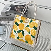 【素包包】手提包 小七超商輕購物輕鬆裝方形麻布手提 _檸檬x綠葉