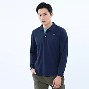 【遊遍天下】MIT台灣製男款環保紗抗UV吸濕排汗機能長袖POLO衫 (GL1022) L 丈青