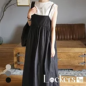 【Lockers 木櫃】秋季日系寬鬆吊帶連衣裙 L112082102 F 黑色F