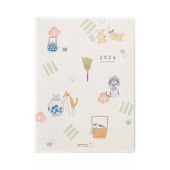 【MIDORI】POCKET DIARY 2024手帳(月雙週)A6-小貓