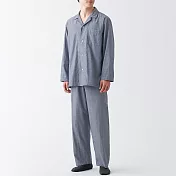 【MUJI 無印良品】男有機棉無側縫二重紗織家居睡衣 M 深藍
