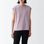 【MUJI 無印良品】女棉混涼感法式袖T恤 S 粉紫