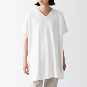 【MUJI 無印良品】女棉混涼感V領長版衫 M 白色