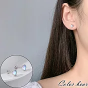 【卡樂熊】S925銀針愛心月光石轉珠系列造型耳環飾品- 銀色