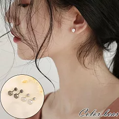 【卡樂熊】S925銀針小巧六邊形轉珠系列造型耳環飾品(兩色)─ 銀色