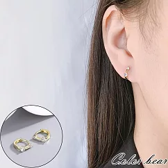 【卡樂熊】S925銀針簡約小鑽造型耳環/耳扣飾品(兩色)─ 金色