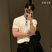 【AMIEE】韓系型男百搭彈力短袖針織衫(男裝/4色/M-2XL/KDTY-D603) L 白色