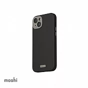 Moshi iPhone 15 Plus Napa 皮革保護殼 午夜黑