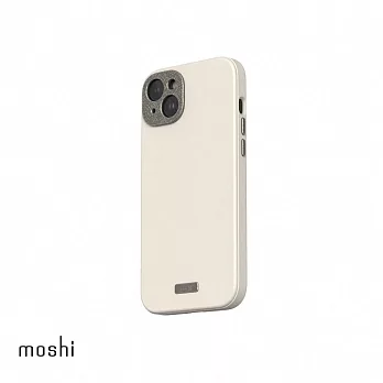 Moshi iPhone 15 Plus Napa 皮革保護殼 奶酒白