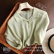 【初色】時尚素色短袖POLO領寬鬆落肩袖襯衫上衣-共2色-68916(M-2XL可選) M 綠色