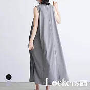 【Lockers 木櫃】秋季純色休閒寬鬆連衣裙 L112090404 M 灰色M